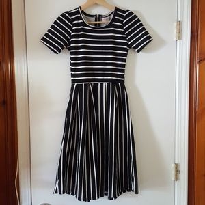 Lularoe Amelia XXS black with white stripes